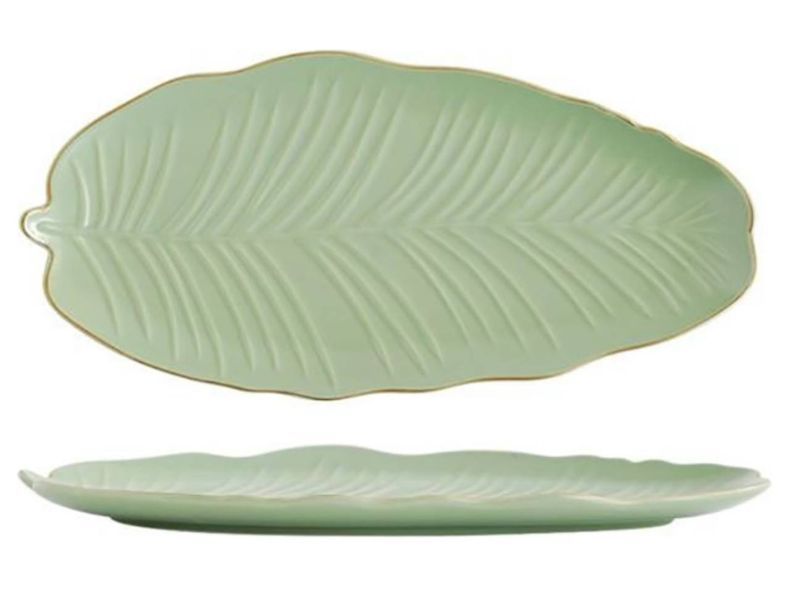 Блюдо порцелянове Leaf Green Gold Limited Edition &mdash; 30&times;16,8 см 00480 фото